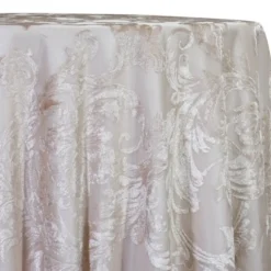 Victorian Jacquard Sheer Table Linen in Champagne
