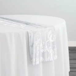Victorian Jacquard Sheer Table Runner in White