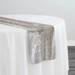 Victorian Jacquard Sheer Table Runner in Taupe