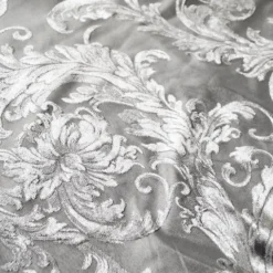 Victorian Jacquard Sheer Table Runner in Silver