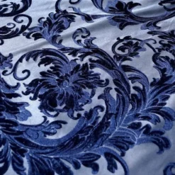 Victorian Jacquard Sheer Table Runner in Navy