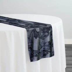 Victorian Jacquard Sheer Table Runner in Black