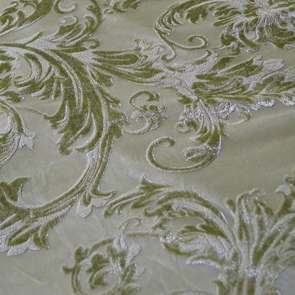 Victorian Jacquard Sheer Table Linen in Sage
