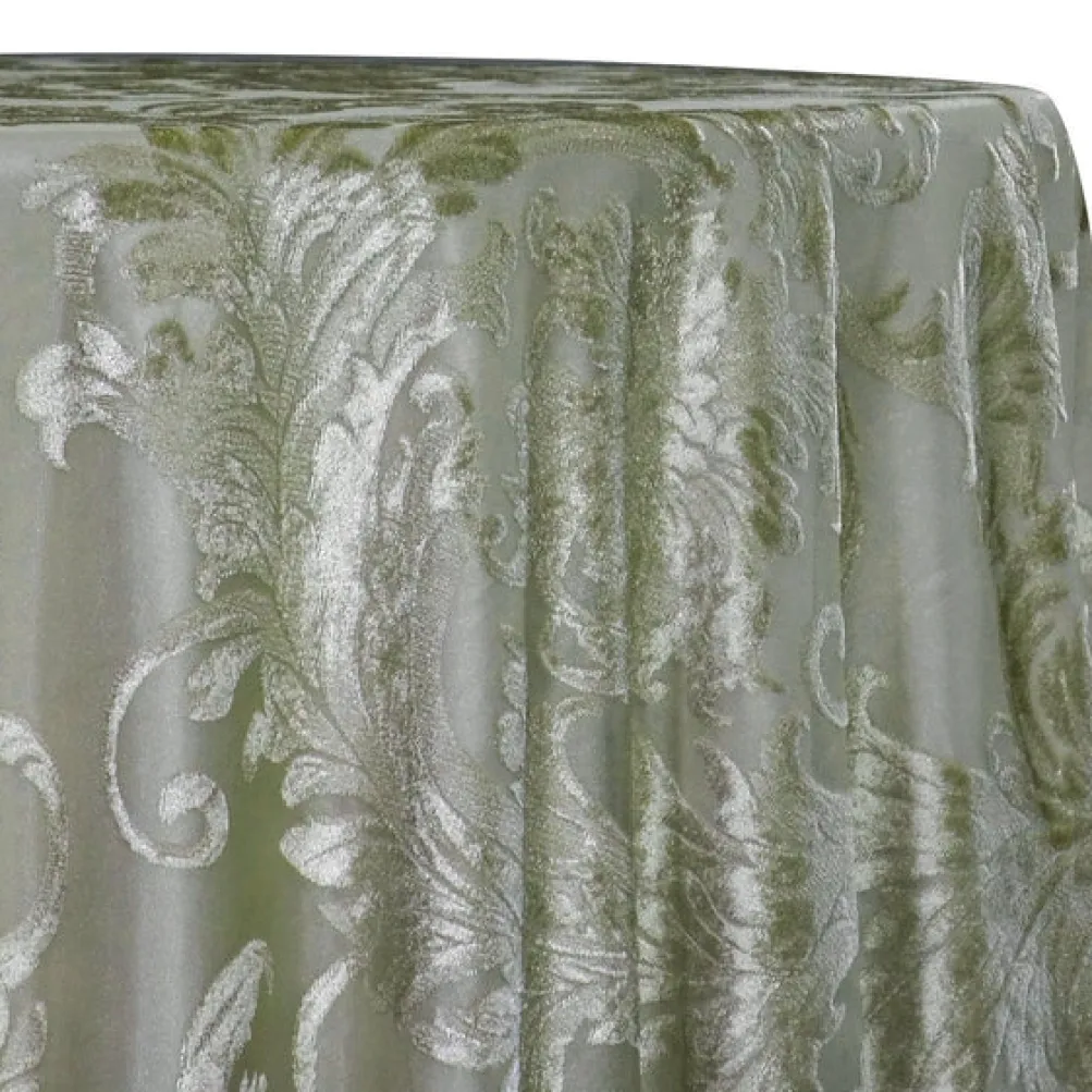 Victorian Jacquard Sheer Table Linen in Sage