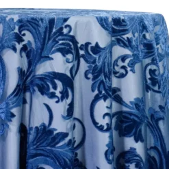 Victorian Jacquard Sheer Table Linen in Navy