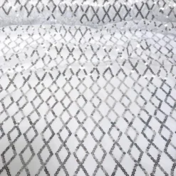 Vortex Sequins Table Linen in Silver and White