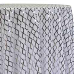 Vortex Sequins Table Linen in Silver and White