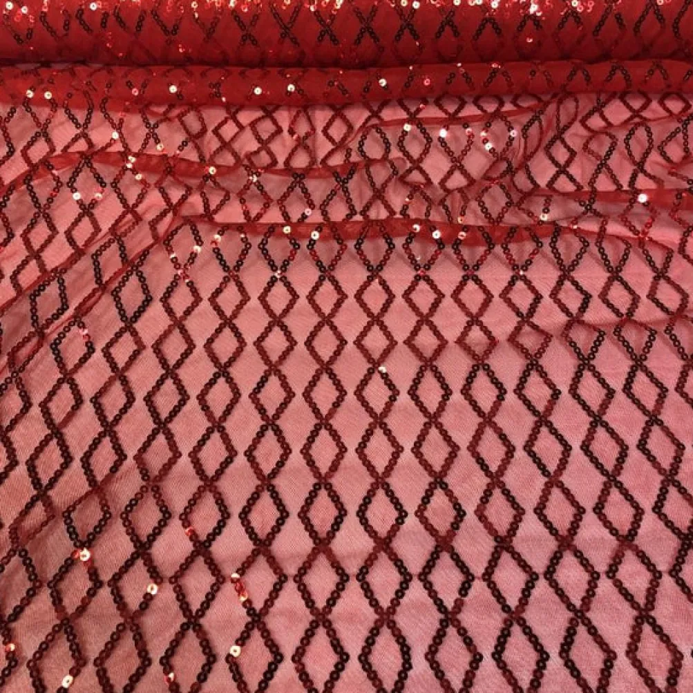 Vortex Sequins Table Linen in Red