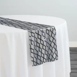 Vortex Sequins Table Runner in Silver