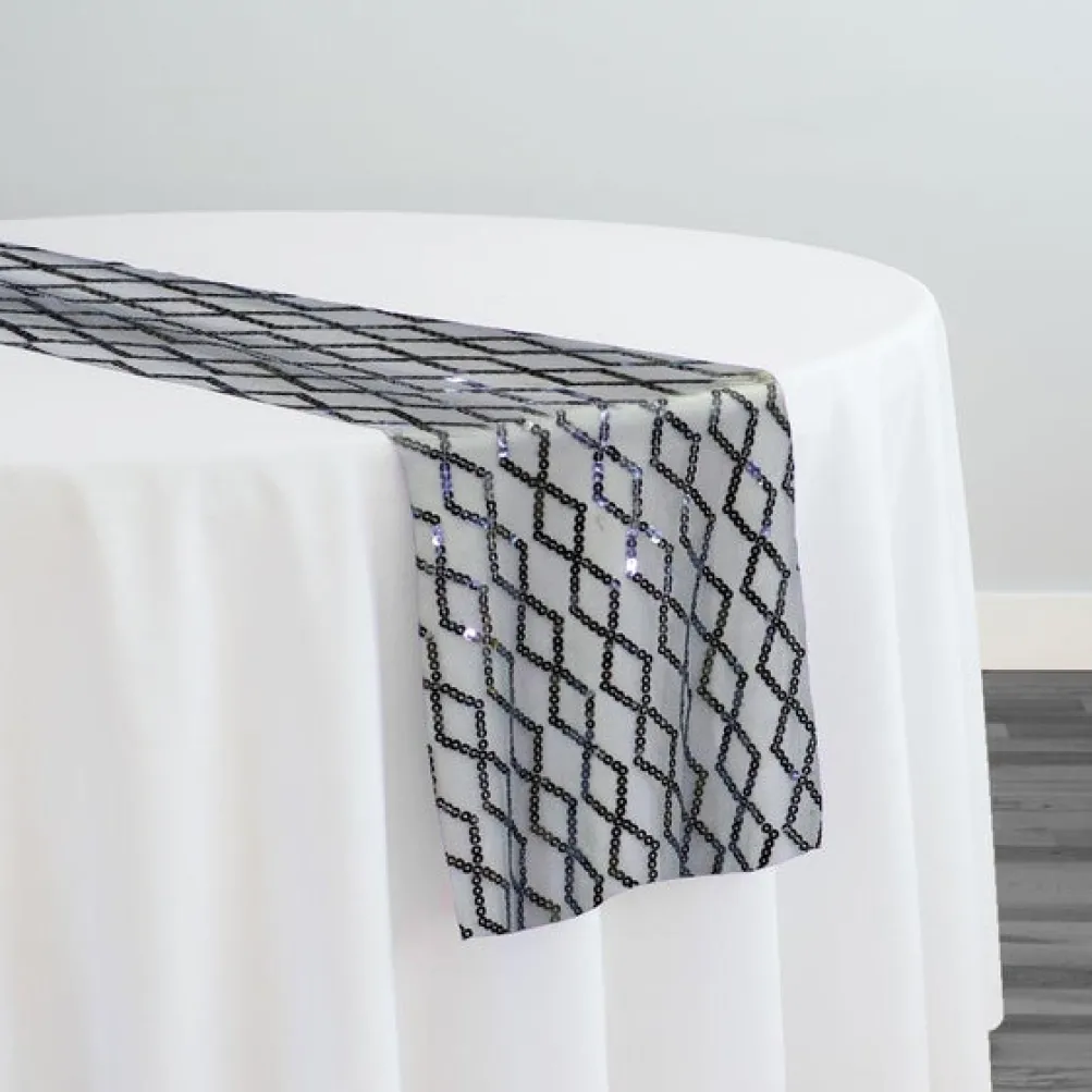 Vortex Sequins Table Runner in Silver