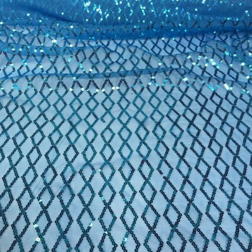 Vortex Sequins Table Runner in Turquoise