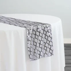 Vortex Sequins Table Runner in Silver White