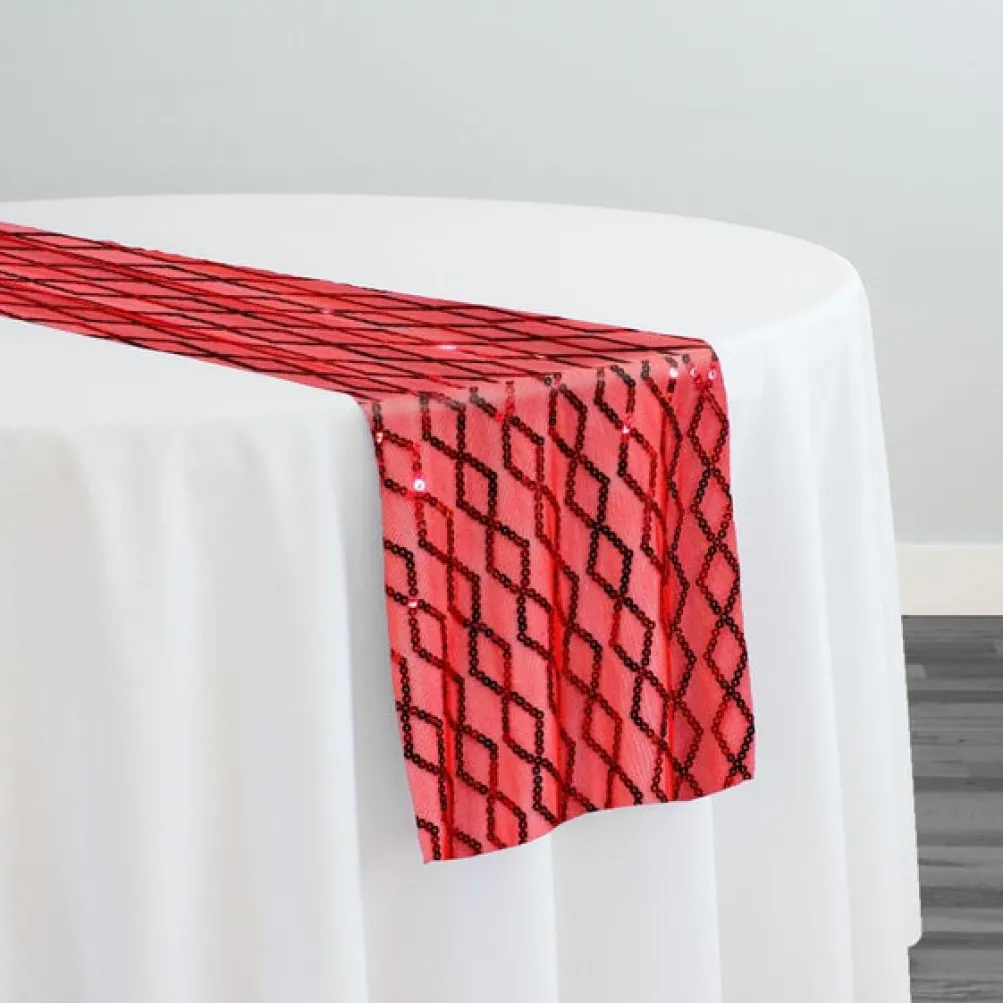 Vortex Sequins Table Runner in Red
