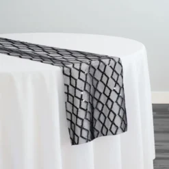 Vortex Sequins Table Runner in Black