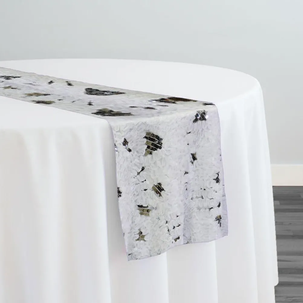 Zenya Sequins Table Runner in White